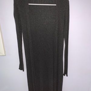 Floor-length ribbed cardigan